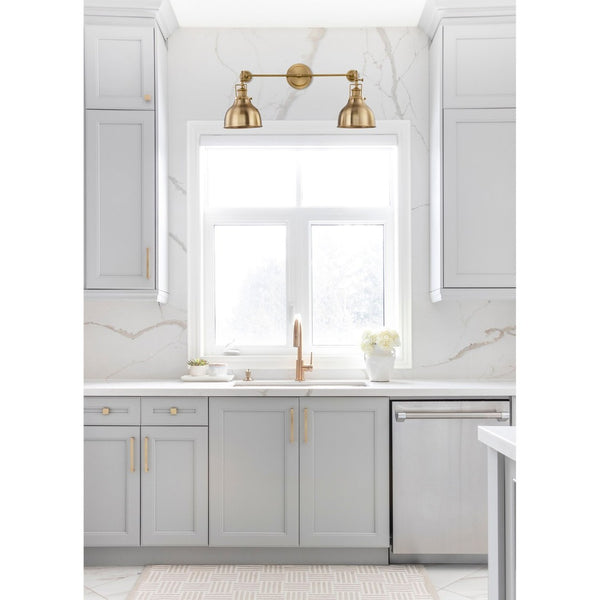 Atlas Skillet 12'' High 2-Light Wall Sconce - Vintage Farmhouse Design for Elegant Indoor Illumination Burnished Brass WL11143-BS