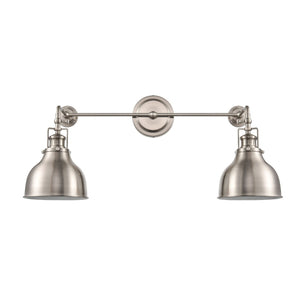 Atlas Skillet 12'' Farmhouse-Style 2-Light Sconce in Satin Nickel for Kitchen & Task Lighting Needs WL11143-NK