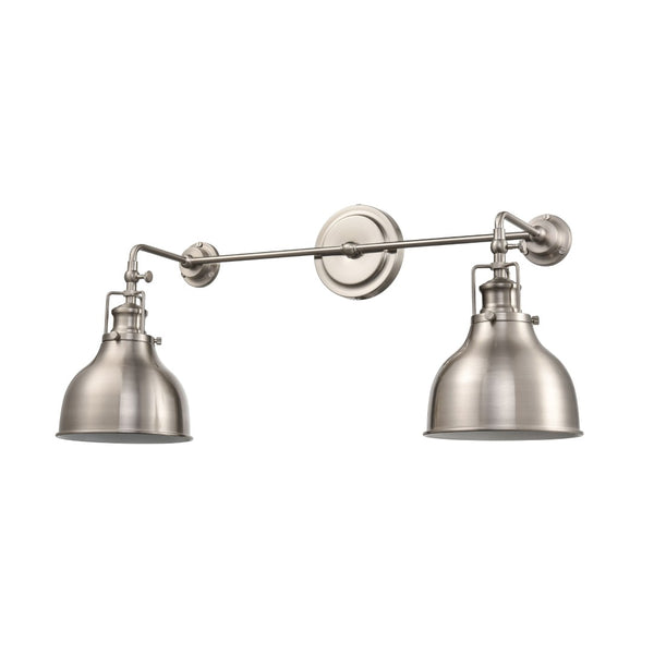 Atlas Skillet 12'' Farmhouse-Style 2-Light Sconce in Satin Nickel for Kitchen & Task Lighting Needs WL11143-NK