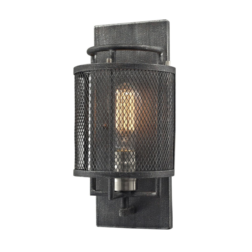 Atlas Slatington 13'' High 1-Light Sconce - Industrial Brushed Nickel Fixture with Vintage Wire Mesh Shade WL11144-NK