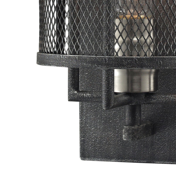Atlas Slatington 13'' High 1-Light Sconce - Industrial Brushed Nickel Fixture with Vintage Wire Mesh Shade WL11144-NK