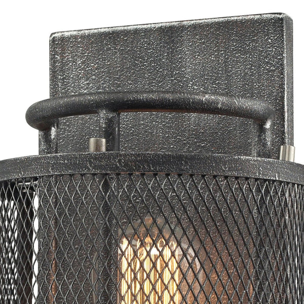 Atlas Slatington 13'' High 1-Light Sconce - Industrial Brushed Nickel Fixture with Vintage Wire Mesh Shade WL11144-NK