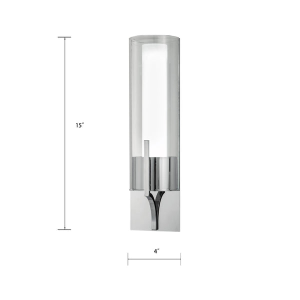 Atlas Slope 15'' High Integrated LED Sconce - Modern Glass Diffuser for Stylish Ambient Lighting Solutions Chrome WL11145-CH