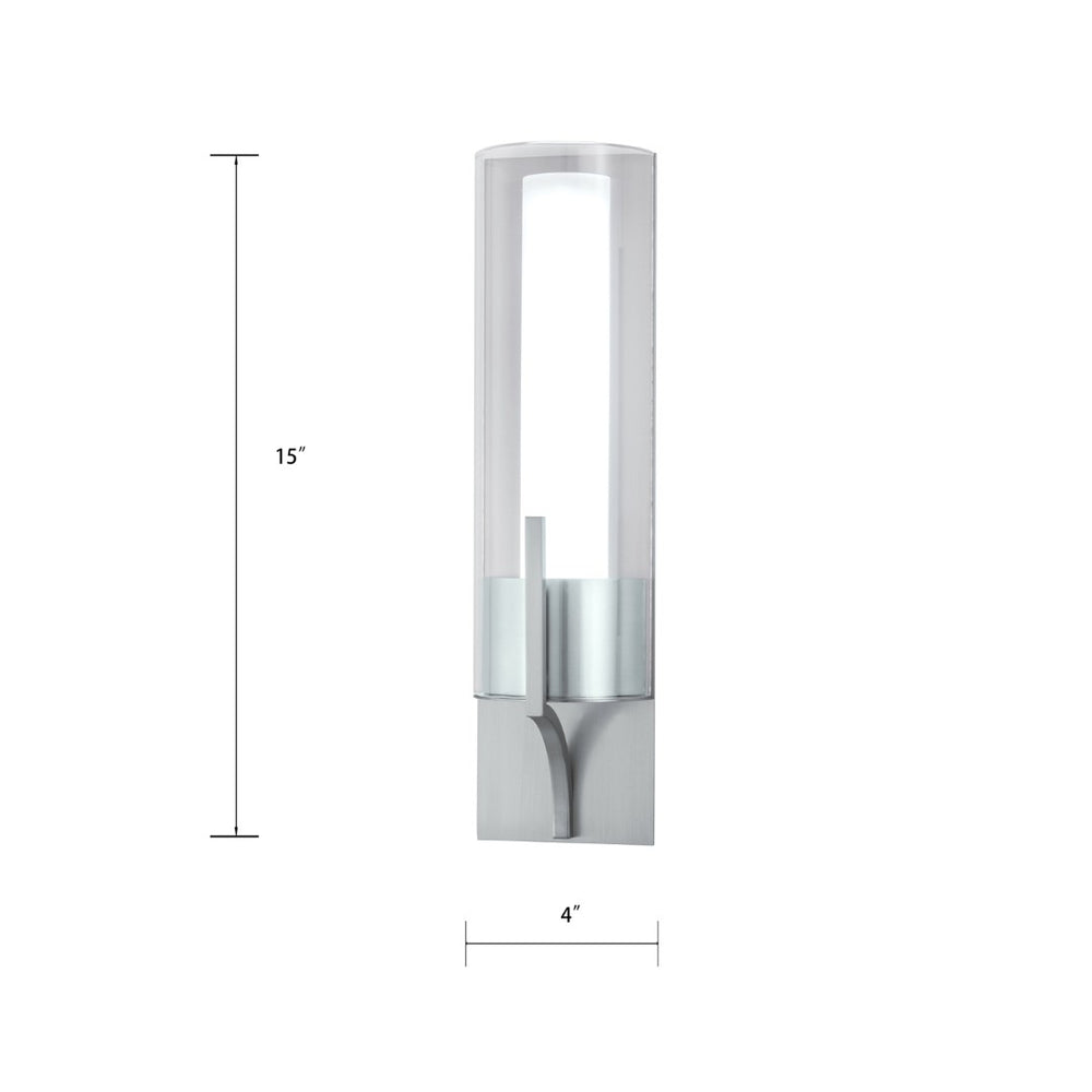 Atlas Slope 15'' High Integrated LED Sconce - Modern Glass Diffuser for Stylish Ambient Lighting Solutions Brushed Nickel WL11145-NK
