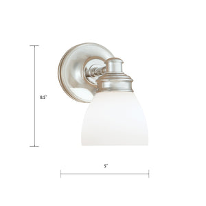 Atlas Spencer 8.5" High Chrome 1-Light Sconce - Elegant Bell Shade, Classic Style for Hallways & Bedrooms WL11147-CH
