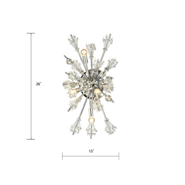 Atlas Starburst 26'' High 4-Light Sconce - Dramatic Elegance with Crystal Accents for Modern Interiors Polished Chrome WL11148-CH