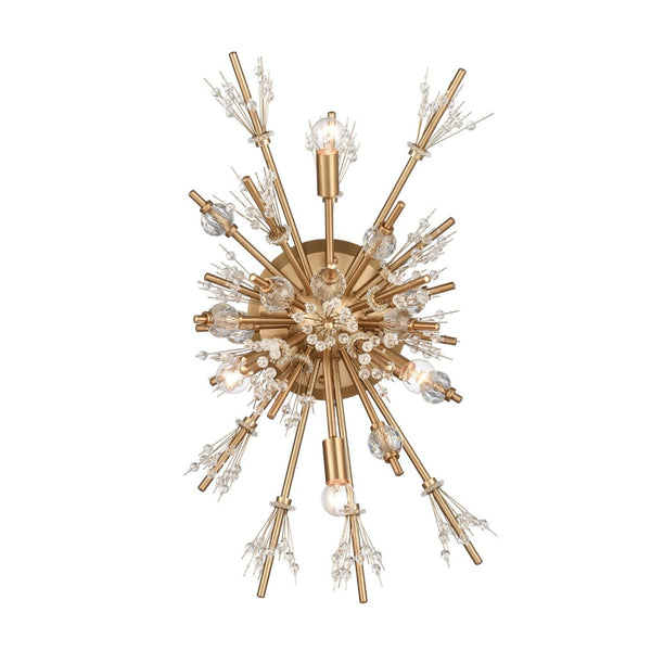 Atlas Starburst 26'' High 4-Light Sconce - Dramatic Elegance with Crystal Accents for Modern Interiors Satin Brass WL11148-GD