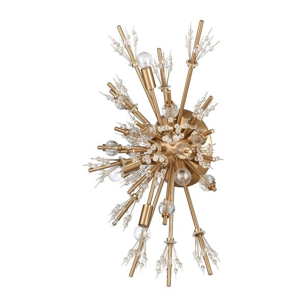 Atlas Starburst 26'' High 4-Light Sconce - Dramatic Elegance with Crystal Accents for Modern Interiors Satin Brass WL11148-GD