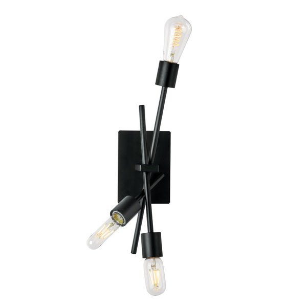 Atlas Stick 16.75'' High 3-Light Sconce - Modern Matte Black Wall Fixture for Contemporary Spaces WL11149-BK