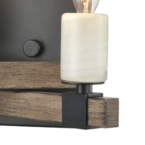 Atlas Stone Manor 2-Light Matte Black Sconce with Polished Stone Accents for Elegant Indoor Lighting WL11150-BK