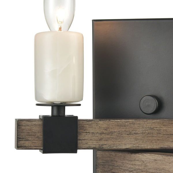 Atlas Stone Manor 2-Light Matte Black Sconce with Polished Stone Accents for Elegant Indoor Lighting WL11150-BK