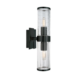 Atlas Stripe 15.25'' High 2-Light Wall Sconce - Contemporary Dual Glass Columns for Modern Illumination Matte Black WL11151-BK
