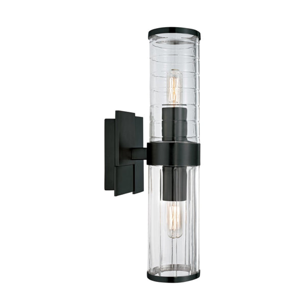 Atlas Stripe 15.25'' High 2-Light Wall Sconce - Contemporary Dual Glass Columns for Modern Illumination Matte Black WL11151-BK