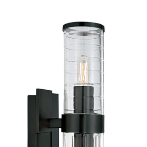 Atlas Stripe 15.25'' High 2-Light Wall Sconce - Contemporary Dual Glass Columns for Modern Illumination Matte Black WL11151-BK