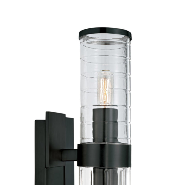 Atlas Stripe 15.25'' High 2-Light Wall Sconce - Contemporary Dual Glass Columns for Modern Illumination Matte Black WL11151-BK
