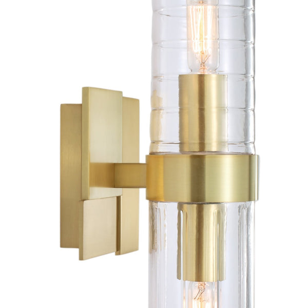Atlas Stripe 15.25'' High 2-Light Wall Sconce - Contemporary Dual Glass Columns for Modern Illumination Satin Brass WL11151-BS