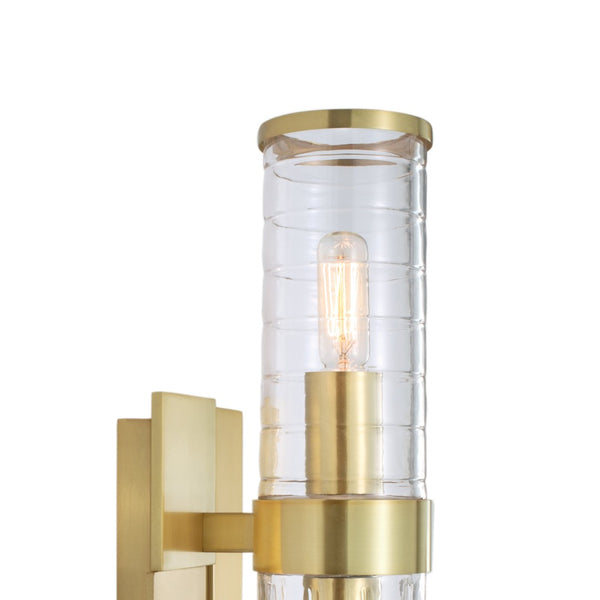 Atlas Stripe 15.25'' High 2-Light Wall Sconce - Contemporary Dual Glass Columns for Modern Illumination Satin Brass WL11151-BS