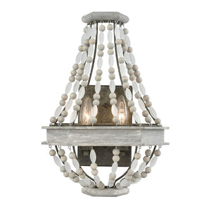 Atlas Summerton 16'' High 2-Light Sconce - Coastal Elegance with Graywash Finish & Rustic Bead Details WL11153-GY