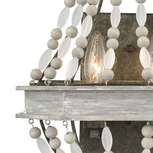 Atlas Summerton 16'' High 2-Light Sconce - Coastal Elegance with Graywash Finish & Rustic Bead Details WL11153-GY