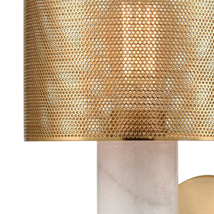 Atlas Sureshot 12" High 1-Light Wall Sconce - Aged Brass & White Marble for Modern Glamour & Elegance WL11154-WH