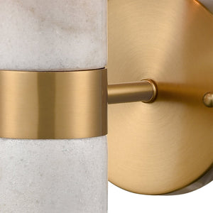 Atlas Sureshot 12" High 1-Light Wall Sconce - Aged Brass & White Marble for Modern Glamour & Elegance WL11154-WH