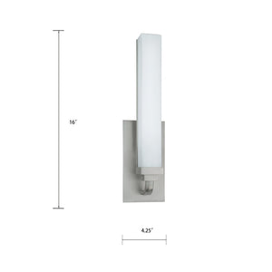 Atlas Tetris 16-Inch High Integrated LED Sconce - Modern Wall Light with Layered Geometry & Soft Glow Brushed Nickel WL11156-NK