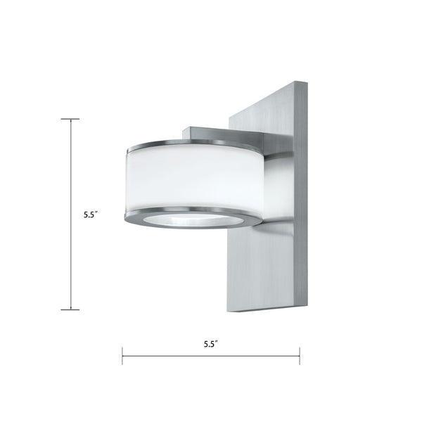 Atlas Timbale Integrated LED Sconce by Michael Wolk - Modern Drum Shade for Elegant Ambient Illumination Brushed Aluminum 5.5'' WL11157-SV