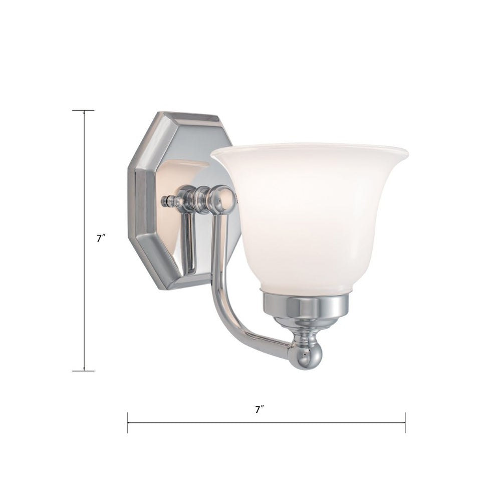Atlas Trevi 7'' High 1-Light Wall Sconce - Elegant Chrome Finish, Bell Glass Shade for Ambient Lighting WL11161-CH1