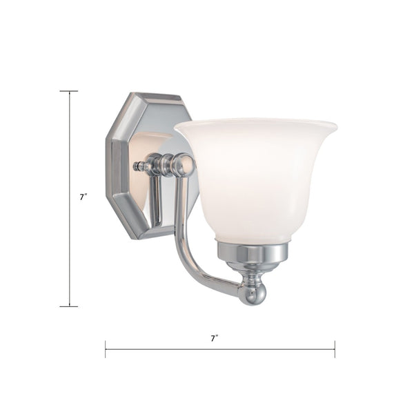 Atlas Trevi 7'' High 1-Light Wall Sconce - Elegant Chrome Finish, Bell Glass Shade for Ambient Lighting WL11161-CH1