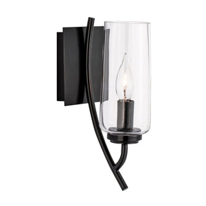 Atlas Tulip 1-Light Sconce - Elegant Mid-Century Design with Sculptural Glass Shade for Modern Spaces Acid Dipped Black WL11163-BK