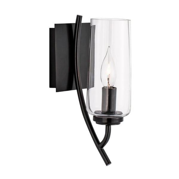 Atlas Tulip 1-Light Sconce - Elegant Mid-Century Design with Sculptural Glass Shade for Modern Spaces Acid Dipped Black WL11163-BK
