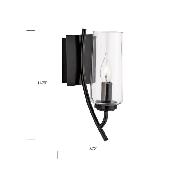 Atlas Tulip 1-Light Sconce - Elegant Mid-Century Design with Sculptural Glass Shade for Modern Spaces Acid Dipped Black WL11163-BK