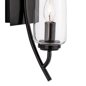 Atlas Tulip 1-Light Sconce - Elegant Mid-Century Design with Sculptural Glass Shade for Modern Spaces Acid Dipped Black WL11163-BK