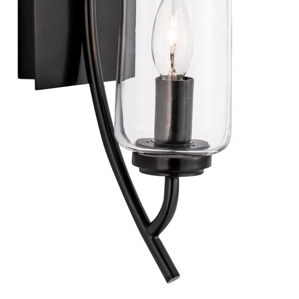 Atlas Tulip 1-Light Sconce - Elegant Mid-Century Design with Sculptural Glass Shade for Modern Spaces Acid Dipped Black WL11163-BK