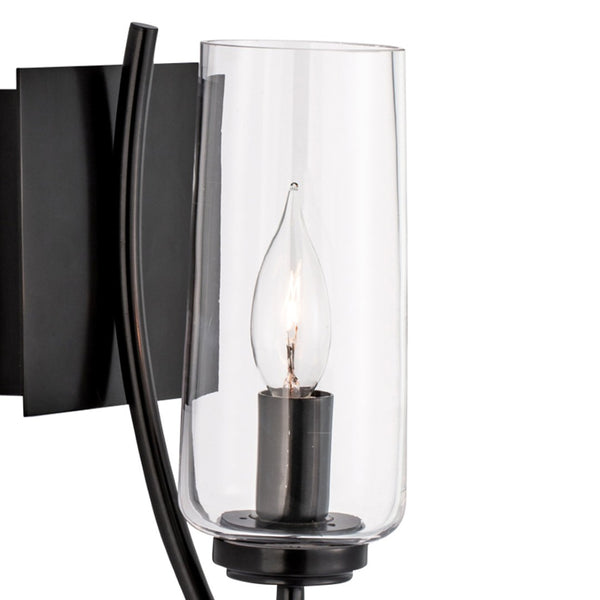 Atlas Tulip 1-Light Sconce - Elegant Mid-Century Design with Sculptural Glass Shade for Modern Spaces Acid Dipped Black WL11163-BK