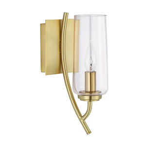 Atlas Tulip 1-Light Sconce - Elegant Mid-Century Design with Sculptural Glass Shade for Modern Spaces Satin Brass WL11163-BS