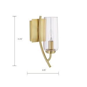 Atlas Tulip 1-Light Sconce - Elegant Mid-Century Design with Sculptural Glass Shade for Modern Spaces Satin Brass WL11163-BS
