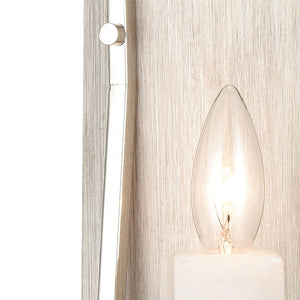 Atlas White Stone 12" High 1-Light Sconce - Elegant Polished Nickel & Oak Accent for Modern Interiors WL11169-NK