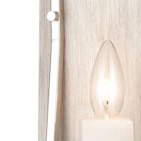 Atlas White Stone 12" High 1-Light Sconce - Elegant Polished Nickel & Oak Accent for Modern Interiors WL11169-NK