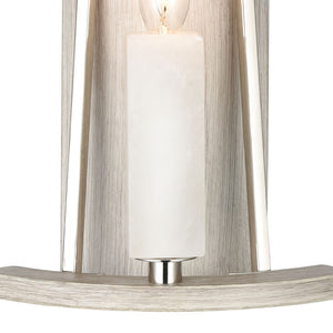 Atlas White Stone 12" High 1-Light Sconce - Elegant Polished Nickel & Oak Accent for Modern Interiors WL11169-NK
