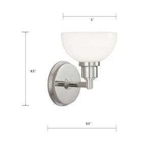 Atlas Whitman 1-Light Wall Sconce - Classic Elegance for Hallways, Bedrooms, and Entryways Lighting Polished Nickel WL11170-NK2