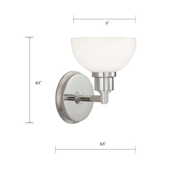 Atlas Whitman 1-Light Wall Sconce - Classic Elegance for Hallways, Bedrooms, and Entryways Lighting Polished Nickel WL11170-NK2