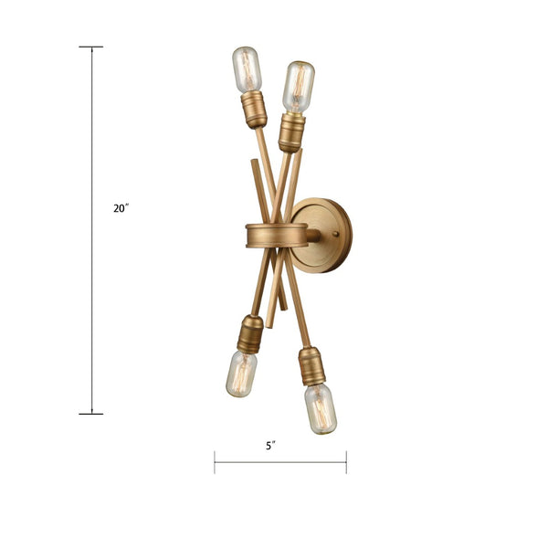 Atlas Xenia 20-Inch High 4-Light Wall Sconce - Adjustable Modern Design for Stylish Indoor Lighting Matte Gold 5'' WL11173-GD