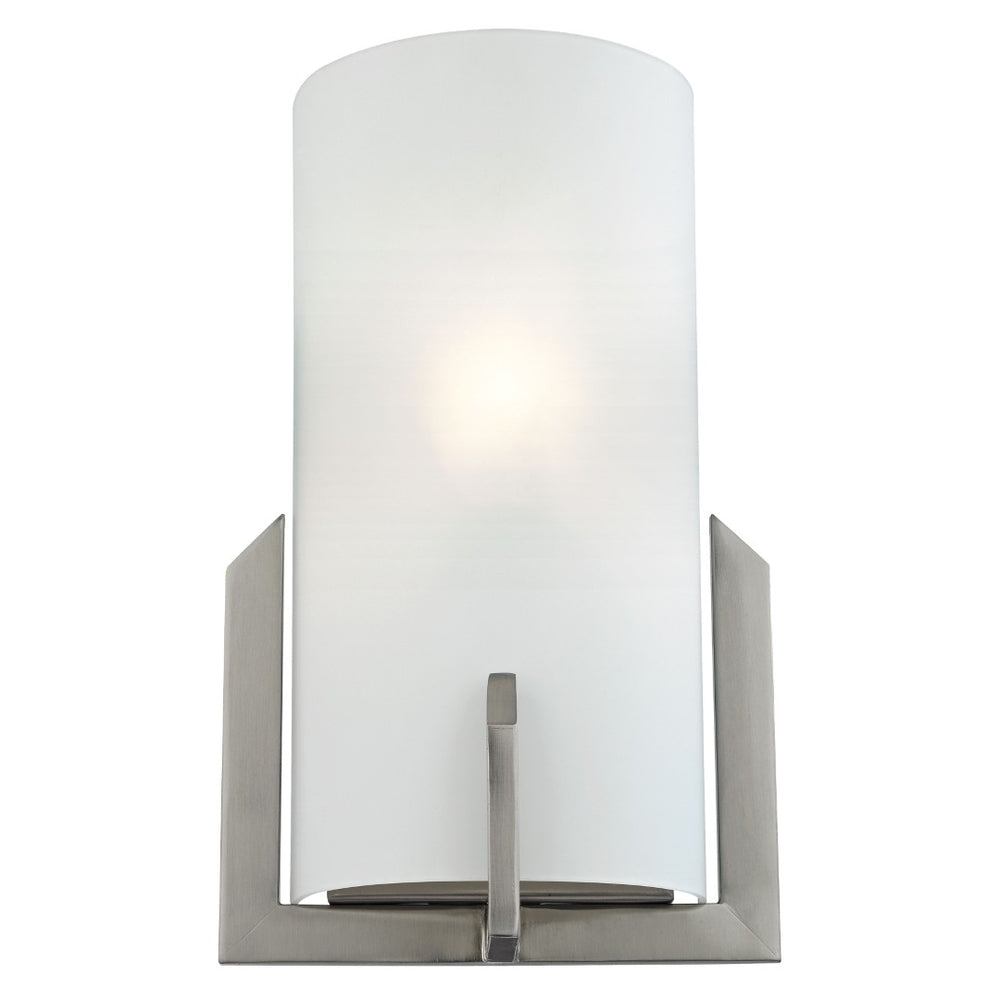 Atlas Zenith 12'' High 1-Light Wall Sconce - Sleek Brushed Nickel with Frosted Glass for Modern Spaces WL11176-NK
