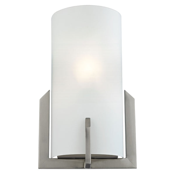 Atlas Zenith 12'' High 1-Light Wall Sconce - Sleek Brushed Nickel with Frosted Glass for Modern Spaces WL11176-NK