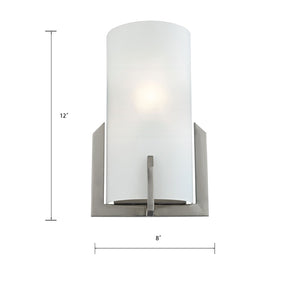 Atlas Zenith 12'' High 1-Light Wall Sconce - Sleek Brushed Nickel with Frosted Glass for Modern Spaces WL11176-NK