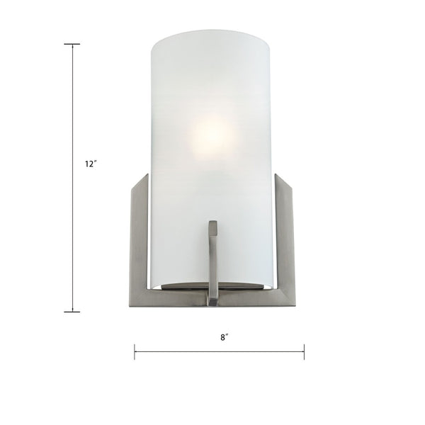 Atlas Zenith 12'' High 1-Light Wall Sconce - Sleek Brushed Nickel with Frosted Glass for Modern Spaces WL11176-NK