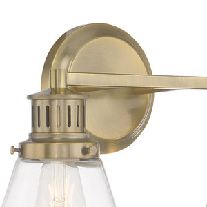 Atlas Alden 2-Light Vanity Light Fixture - Timeless Transitional Design with Elegant Glass Shades Antique Brass Clear 16.25'' WL11178-BS