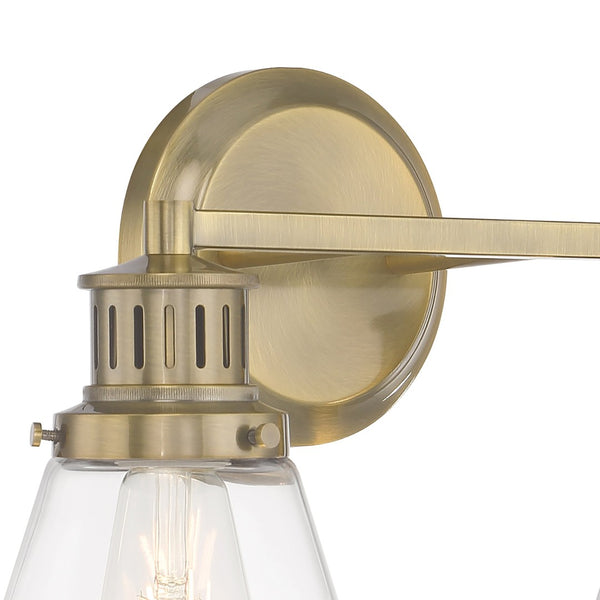 Atlas Alden 2-Light Vanity Light Fixture - Timeless Transitional Design with Elegant Glass Shades Antique Brass Clear 16.25'' WL11178-BS