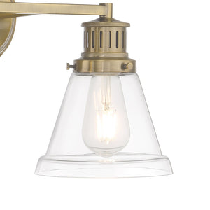 Atlas Alden 2-Light Vanity Light Fixture - Timeless Transitional Design with Elegant Glass Shades Antique Brass Clear 16.25'' WL11178-BS